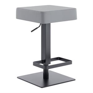 Armen Living Kaylee Modern Faux Leather Swivel Bar stool in Gray/Black