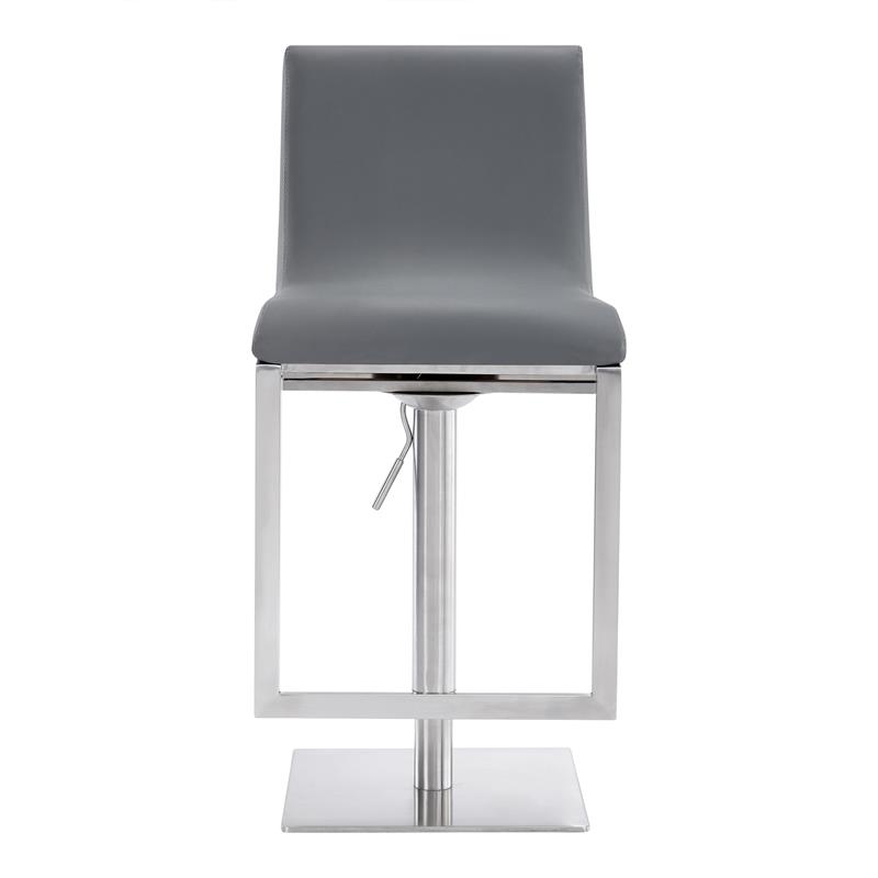 Armen Living Victory Modern Faux Leather Swivel Bar stool in Gray