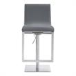 Armen Living Victory Modern Faux Leather Swivel Bar stool in Gray