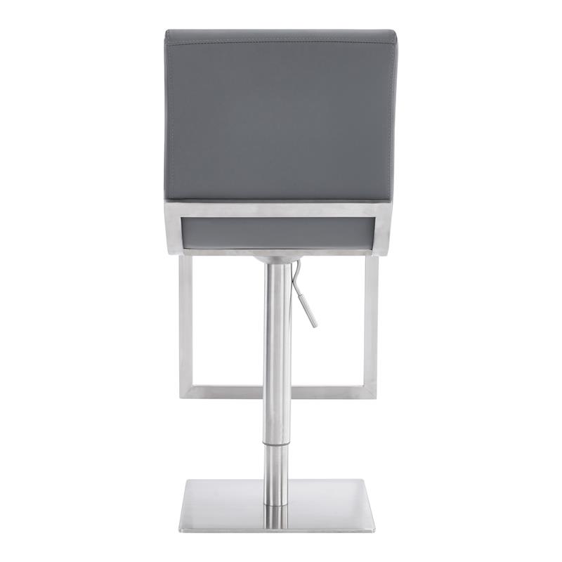 Armen Living Victory Modern Faux Leather Swivel Bar stool in Gray