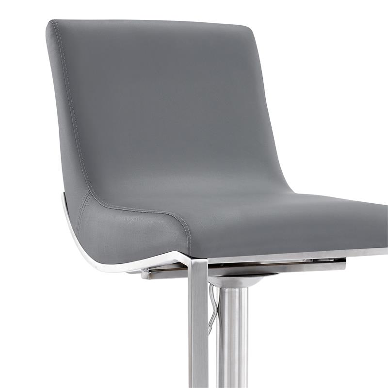 Armen Living Victory Modern Faux Leather Swivel Bar stool in Gray