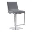 Armen Living Victory Modern Faux Leather Swivel Bar stool in Gray
