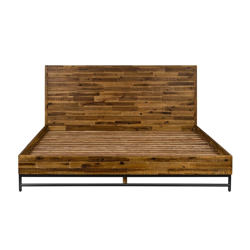 Armen Living Cusco Modern Wood Platform King Bed in Acacia Brown