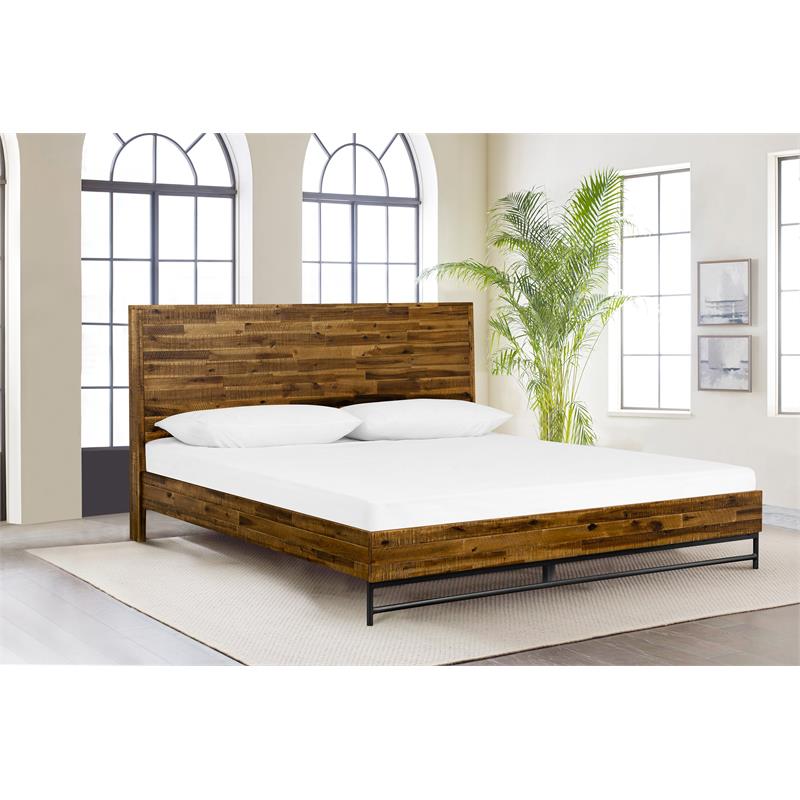 Armen Living Cusco Modern Wood Platform King Bed in Acacia Brown