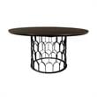 Armen Living Gatsby Round Contemporary Wood & Metal Dining Table in Oak/Black