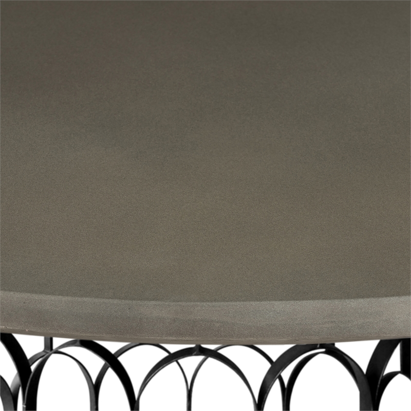 Armen Living Gatsby Modern Metal & Faux Concrete Dining Room Table in Oak/Black