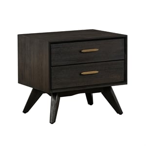 Armen Living Baly Mid-Century Wood 2-Drawer Night Stand in Brown