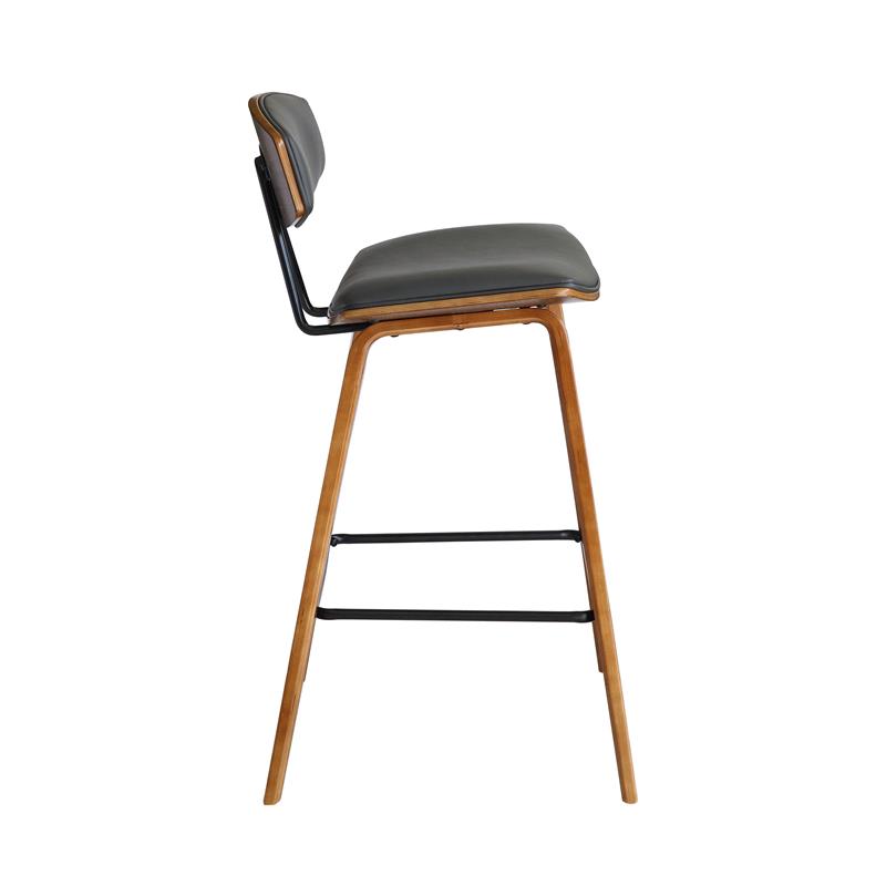 Armen Living Fox Modern Faux Leather Kitchen Counter Stool in Gray