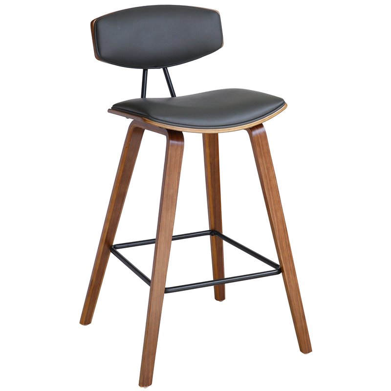 Armen Living Fox Modern Faux Leather Kitchen Counter Stool in Gray