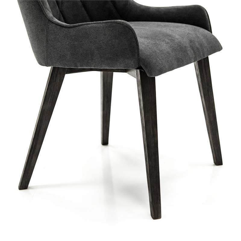 Armen Living Alana Upholstered Fabric & Wood Dining Chair in Charcoal (Set of 2)