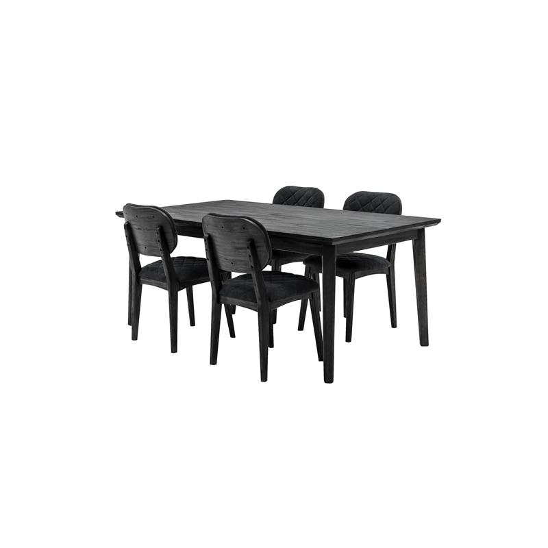 Armen Living Katelyn Fabric/Wood Dining Chair in Midnight Black/Gray (Set of 2)