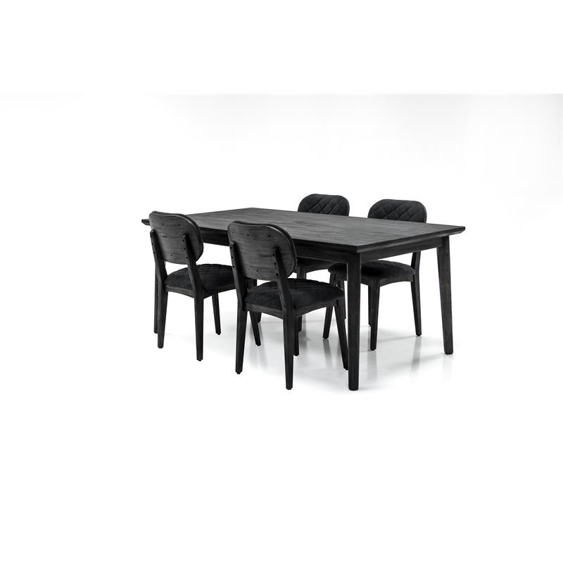 Armen Living Katelyn Fabric/Wood Dining Chair in Midnight Black/Gray (Set of 2)
