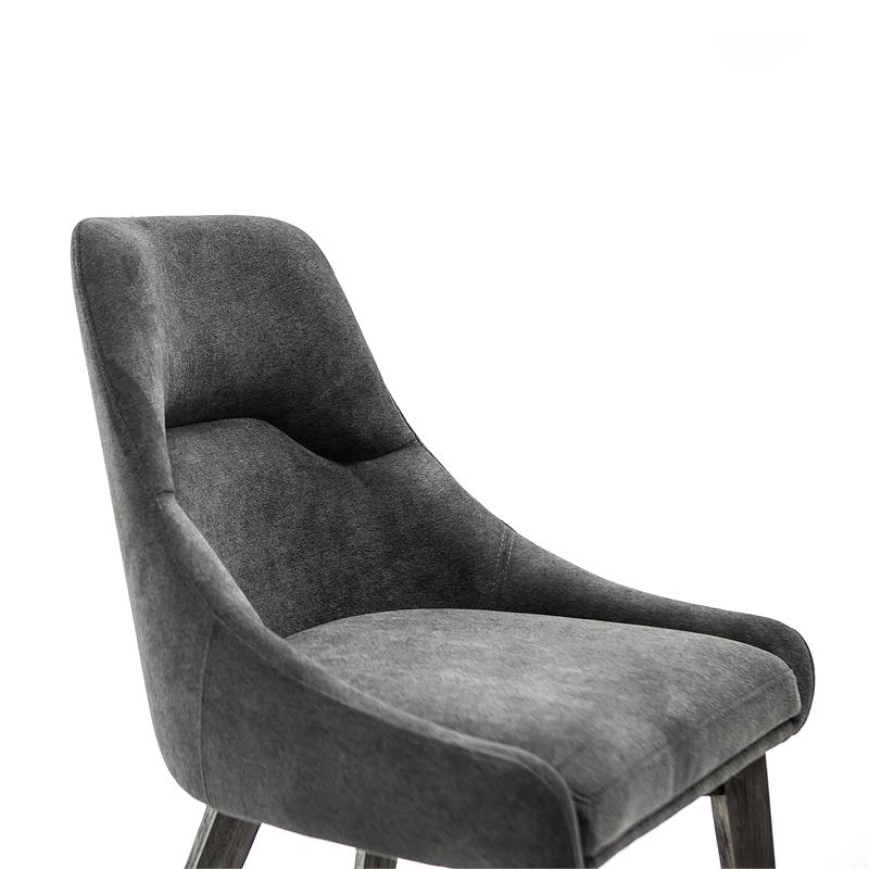 Armen Living Lileth River Fabric & Wood Dining Chair in Gray (Set of 2)