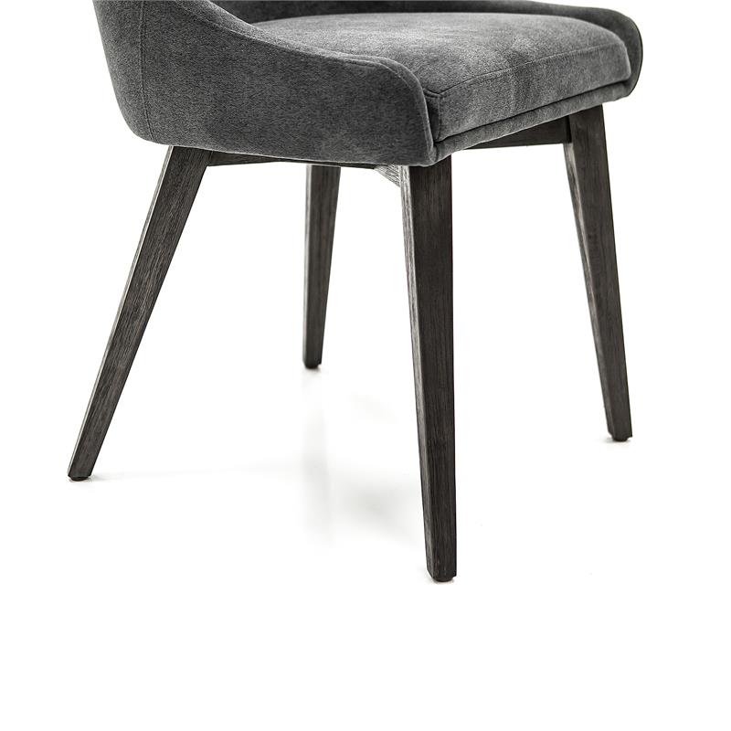 Armen Living Lileth River Fabric & Wood Dining Chair in Gray (Set of 2)