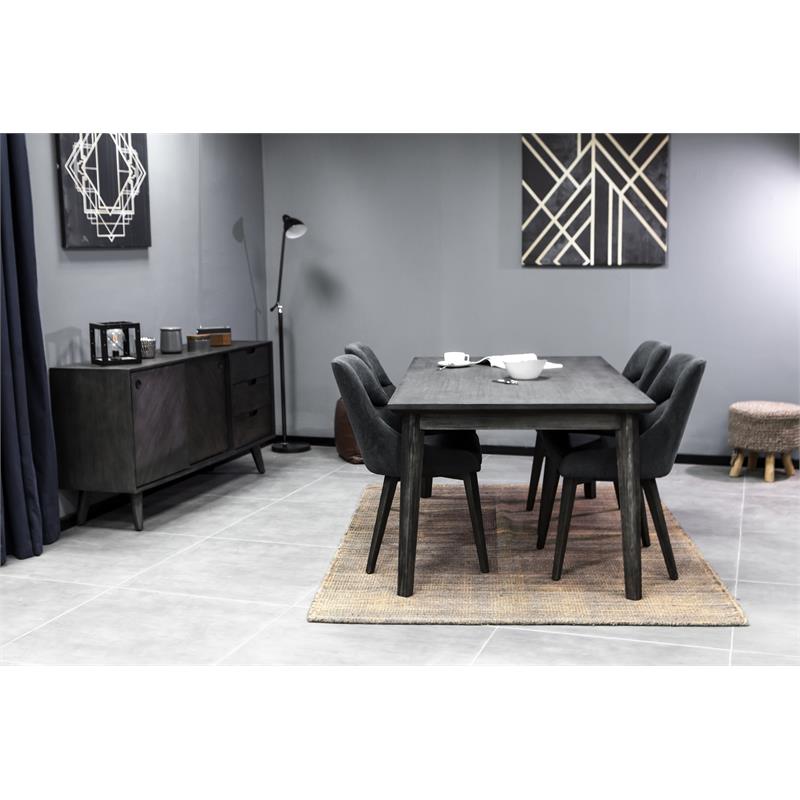 Armen Living Lileth River Fabric & Wood Dining Chair in Gray (Set of 2)