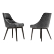 Armen Living Lileth River Fabric & Wood Dining Chair in Gray (Set of 2)