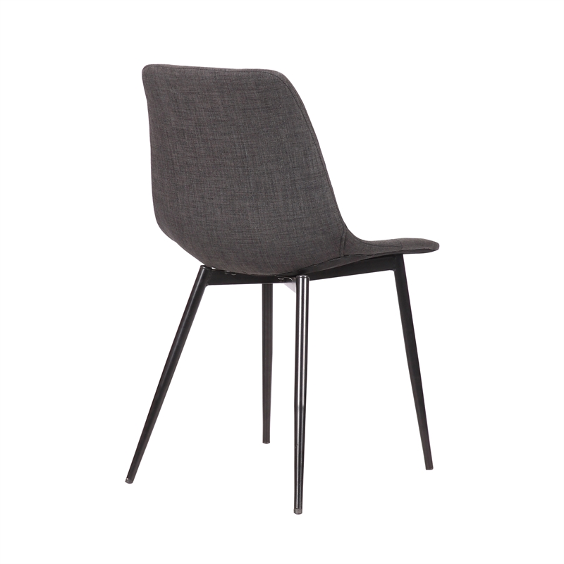 Armen Living Monte Modern Faux Leather & Metal Dining Chair in Charcoal/Black