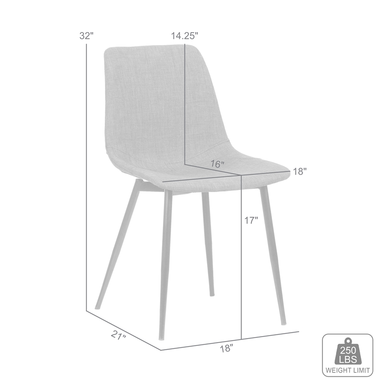 Armen Living Monte Modern Faux Leather & Metal Dining Chair in Charcoal/Black