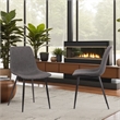 Armen Living Monte Modern Faux Leather & Metal Dining Chair in Charcoal/Black