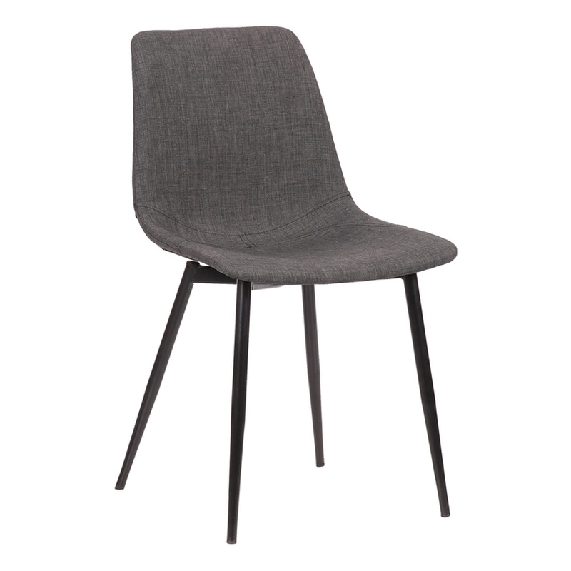 Armen Living Monte Modern Faux Leather & Metal Dining Chair in Charcoal/Black