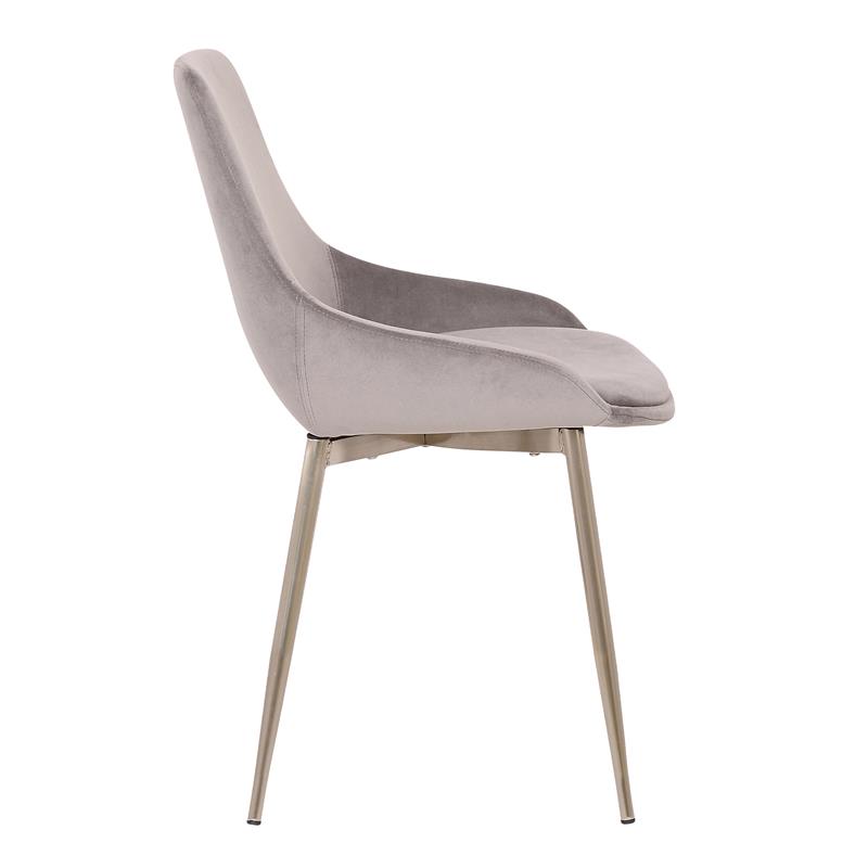 Armen Living Heidi Upholstered Modern Velvet Dining Accent Chair in Gray