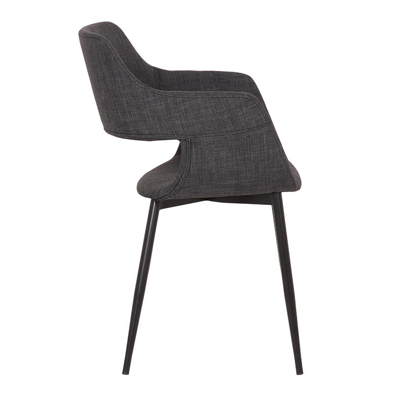 Armen Living Ariana Open Back Modern Fabric Dining Accent Chair in Charcoal