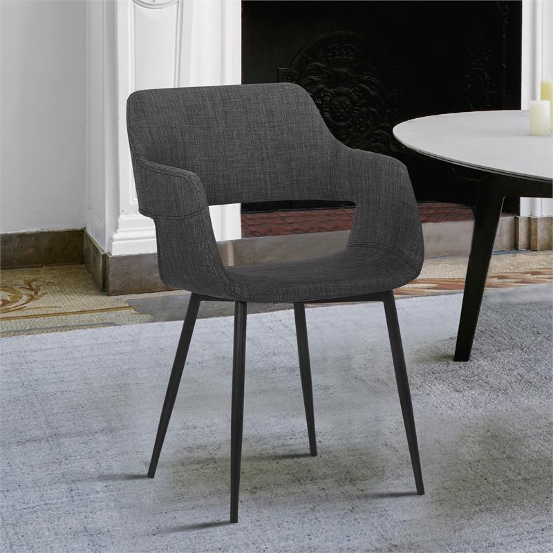 Armen Living Ariana Open Back Modern Fabric Dining Accent Chair in Charcoal