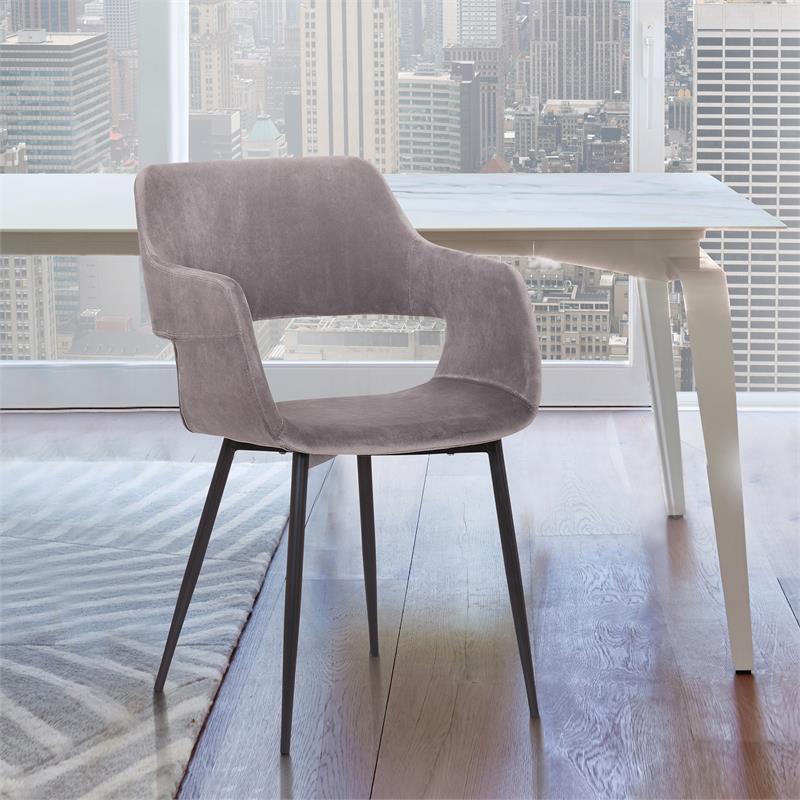 Armen Living Ariana Open Back Modern Fabric Dining Accent Chair in Gray