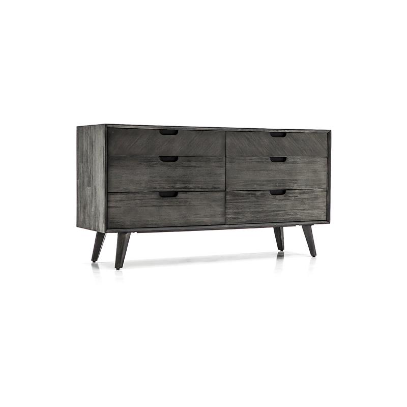 Armen Living Mohave 6-Drawer Mid-Century Wood Dresser in Tundra Gray