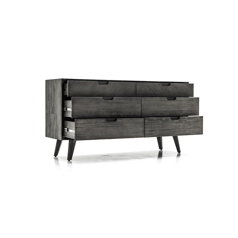 Armen Living Mohave 6-Drawer Mid-Century Wood Dresser in Tundra Gray