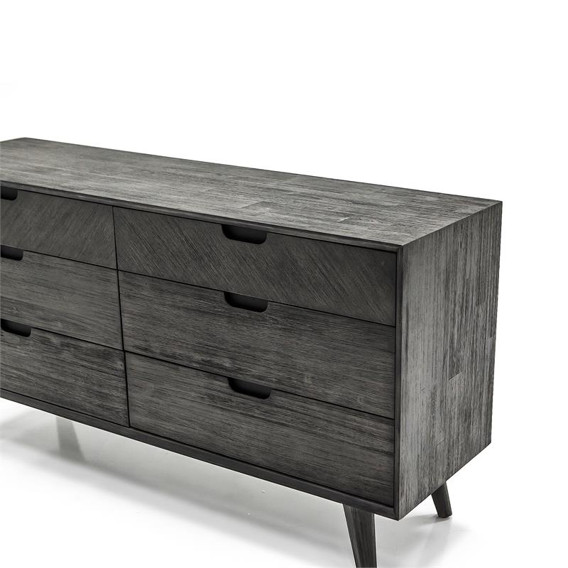Armen Living Mohave 6-Drawer Mid-Century Wood Dresser in Tundra Gray