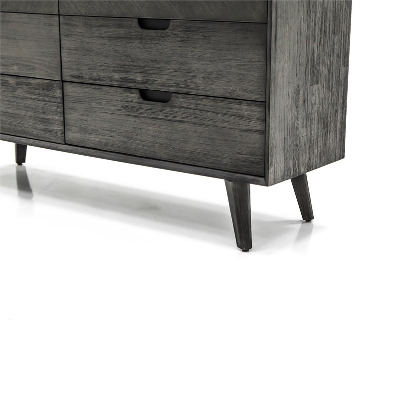 Armen Living Mohave 6-Drawer Mid-Century Wood Dresser in Tundra Gray