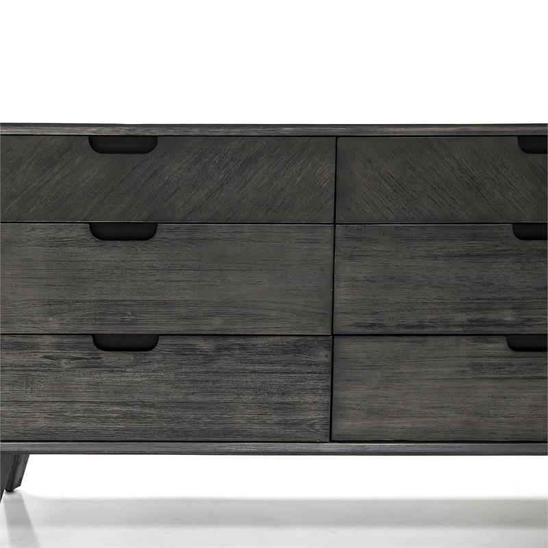 Armen Living Mohave 6-Drawer Mid-Century Wood Dresser in Tundra Gray