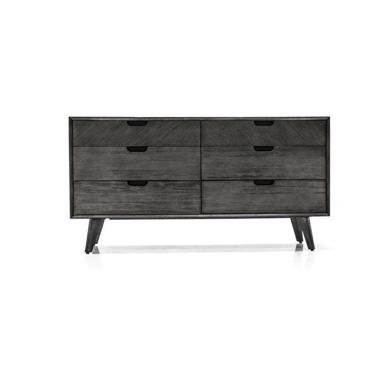 Armen Living Mohave 6-Drawer Mid-Century Wood Dresser in Tundra Gray