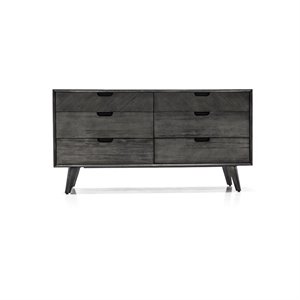 Armen Living Mohave 6-Drawer Mid-Century Wood Dresser in Tundra Gray