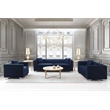 Armen Living Cambridge Velvet Sofa in Rich Blue and Brushed Stainless Steel