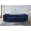 Armen Living Cambridge Velvet Sofa in Rich Blue and Brushed Stainless Steel