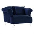 Armen Living Elegance Modern Velvet Chair with Acrylic Legs in Blue