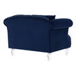 Armen Living Elegance Modern Velvet Chair with Acrylic Legs in Blue