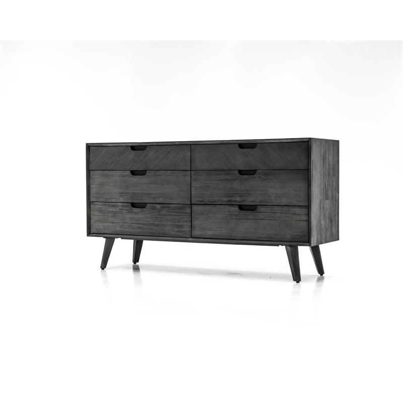 Armen Living Mohave 4-Piece Modern Wood Queen Bedroom Set in Tundra Gray