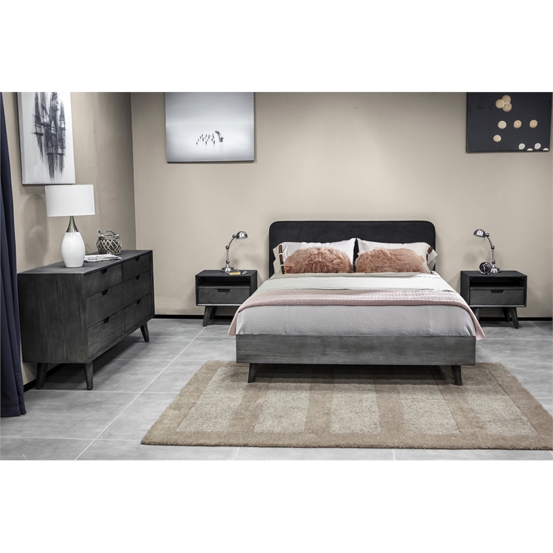 Armen Living Mohave 4-Piece Modern Wood Queen Bedroom Set in Tundra Gray