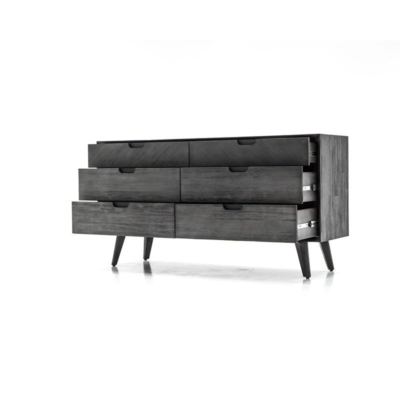 Armen Living Mohave 4-Piece Modern Wood King Bedroom Set in Tundra Gray