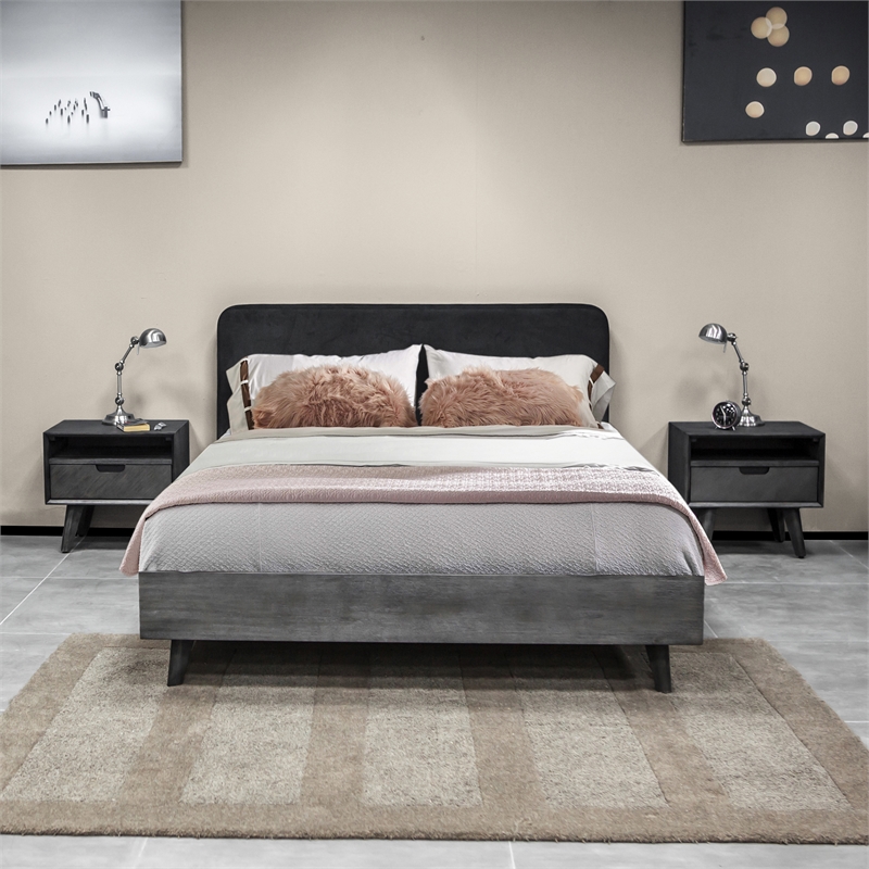 Armen Living Mohave 3-Piece Modern Wood King Bedroom Set in Tundra Gray