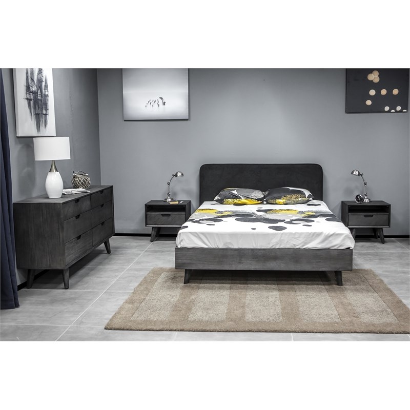 Armen Living Mohave 3-Piece Modern Wood Queen Bedroom Set in Tundra Gray