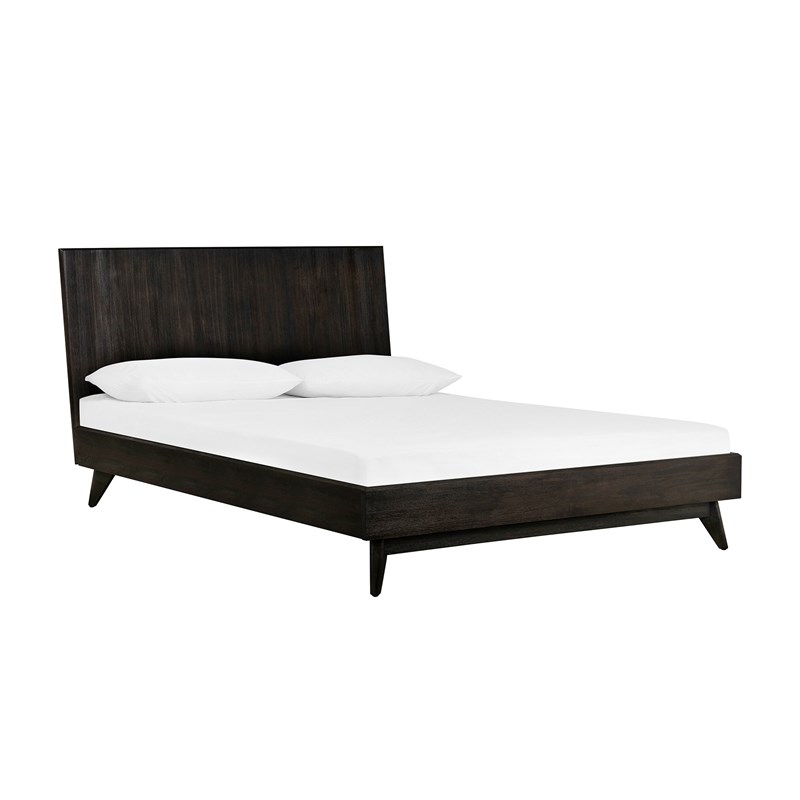 Armen Living Baly 4-Piece Modern Wood King Bedroom Set in Brushed Brown/Gray