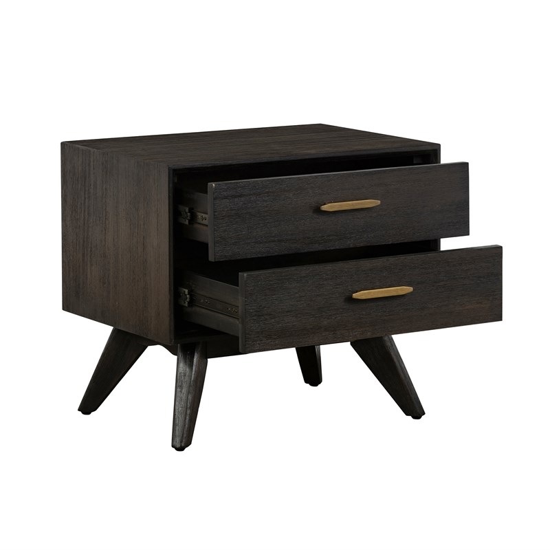 Armen Living Baly 4-Piece Modern Wood King Bedroom Set in Brushed Brown/Gray