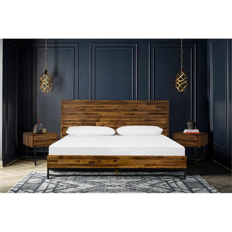 Armen Living Cusco 3-Piece Modern Wood King Bedroom Set in Brown/Black