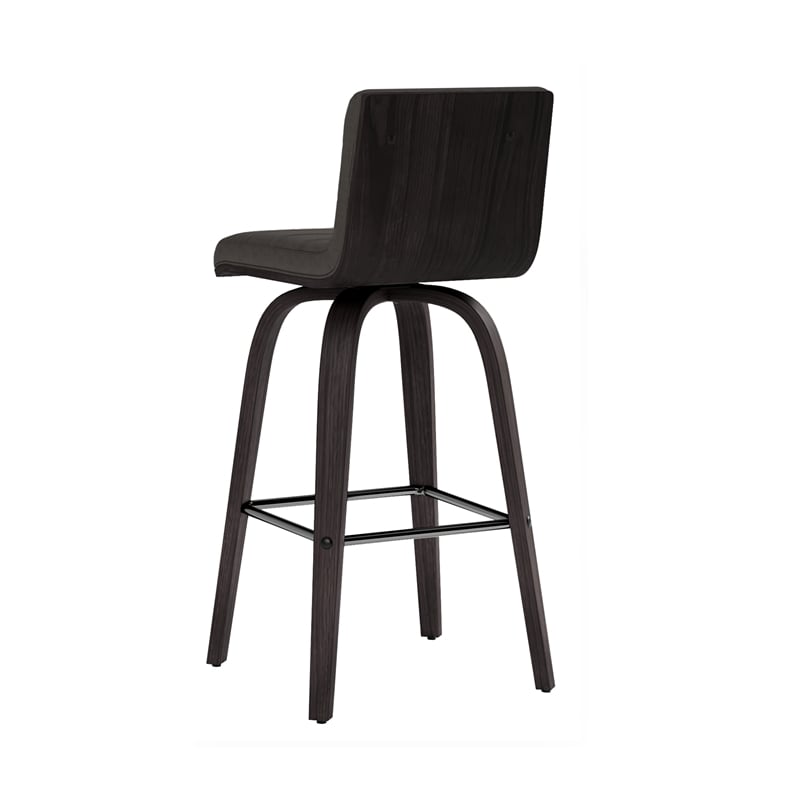 Armen Living Vienna Faux Leather Swivel Counter Stool in Gray/Brushed Black
