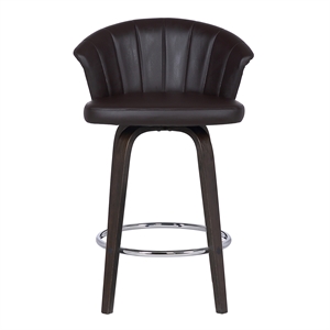 Armen Living Ashley Modern Faux Leather 30&quot Swivel Bar Stool in Brown