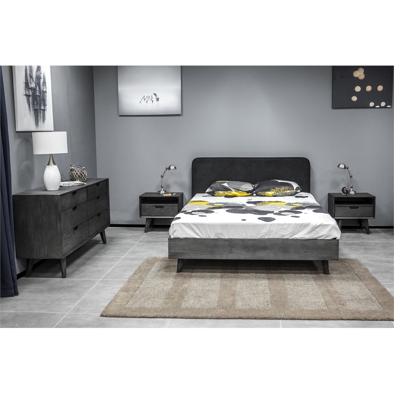 Armen Living Mohave Modern Wood Single Drawer Night Stand in Tundra Gray